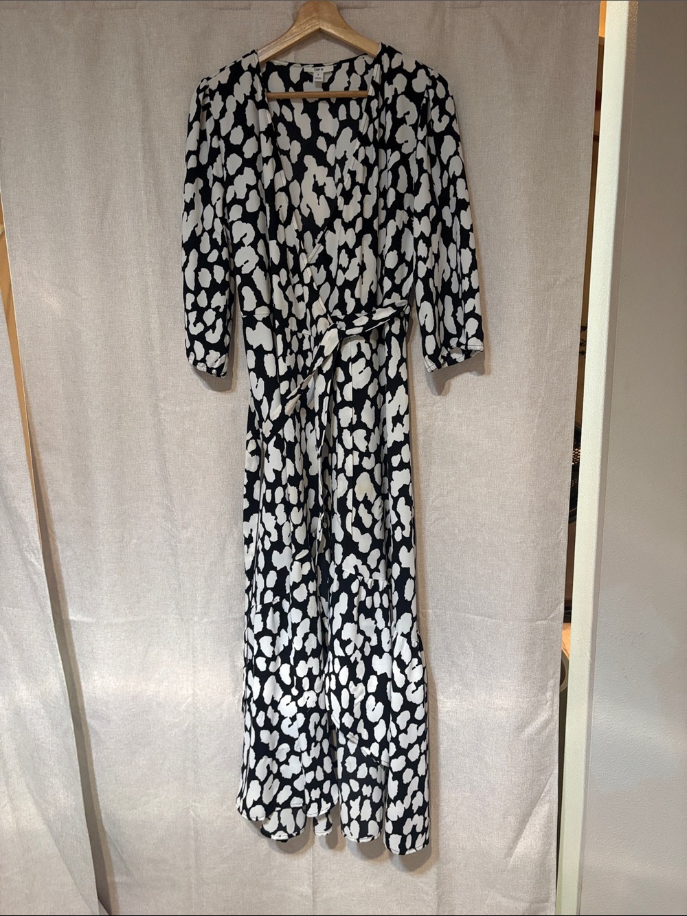 Bar III Black and White Printed Wrap Maxi Dress Size S